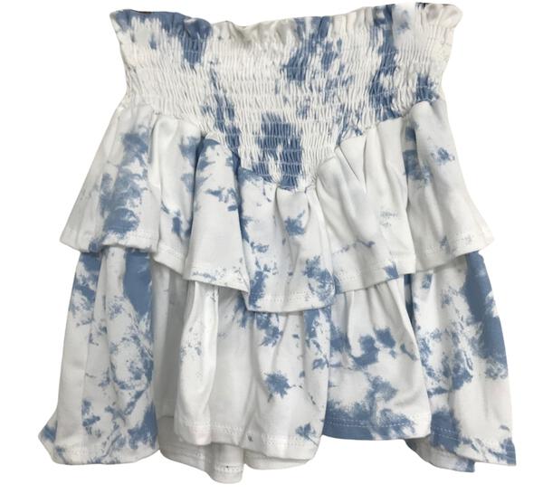 Tweenstyle - Blue/white Tie Dye Smocked Skirt
