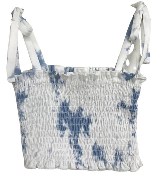 Tweenstyle - Blue/white Tie Dye Smocked Top