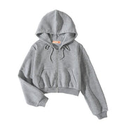 Tweenstyle By Stoopher - Soft Hacci Crop Zip Front Hoodie