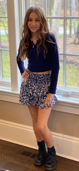 Tweenstyle By Stoopher - Navy Ditsy Floral Skirt