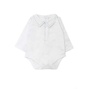 Joseph Long Sleeve Bodysuit, White & Light Blue