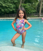 Tweenstyle By Stoopher - Graffiti Love Print Swimsuit