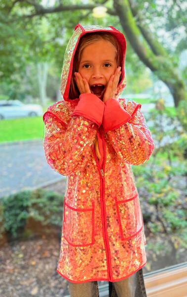 Tweenstyle By Stoopher - Coral Pink Sequin Raincoat