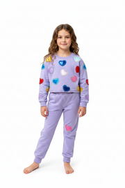 Tweenstyle By Stoopher - Applique Hearts Sweats Set