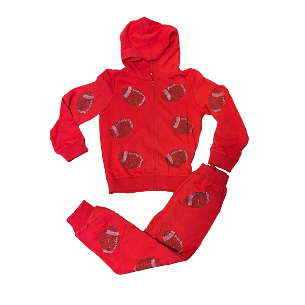 Tweenstyle By Stoopher - Sparkle Football Sweatsuit - Red