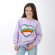 Tweenstyle By Stoopher - Hearts & Stars Crystal Patch Crewneck Sweatshirt