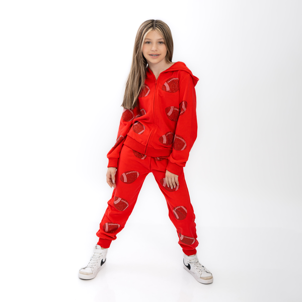 Tweenstyle By Stoopher - Sparkle Football Sweatsuit - Red