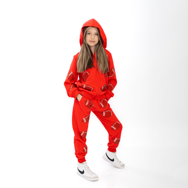 Tweenstyle By Stoopher - Sparkle Football Sweatsuit - Red