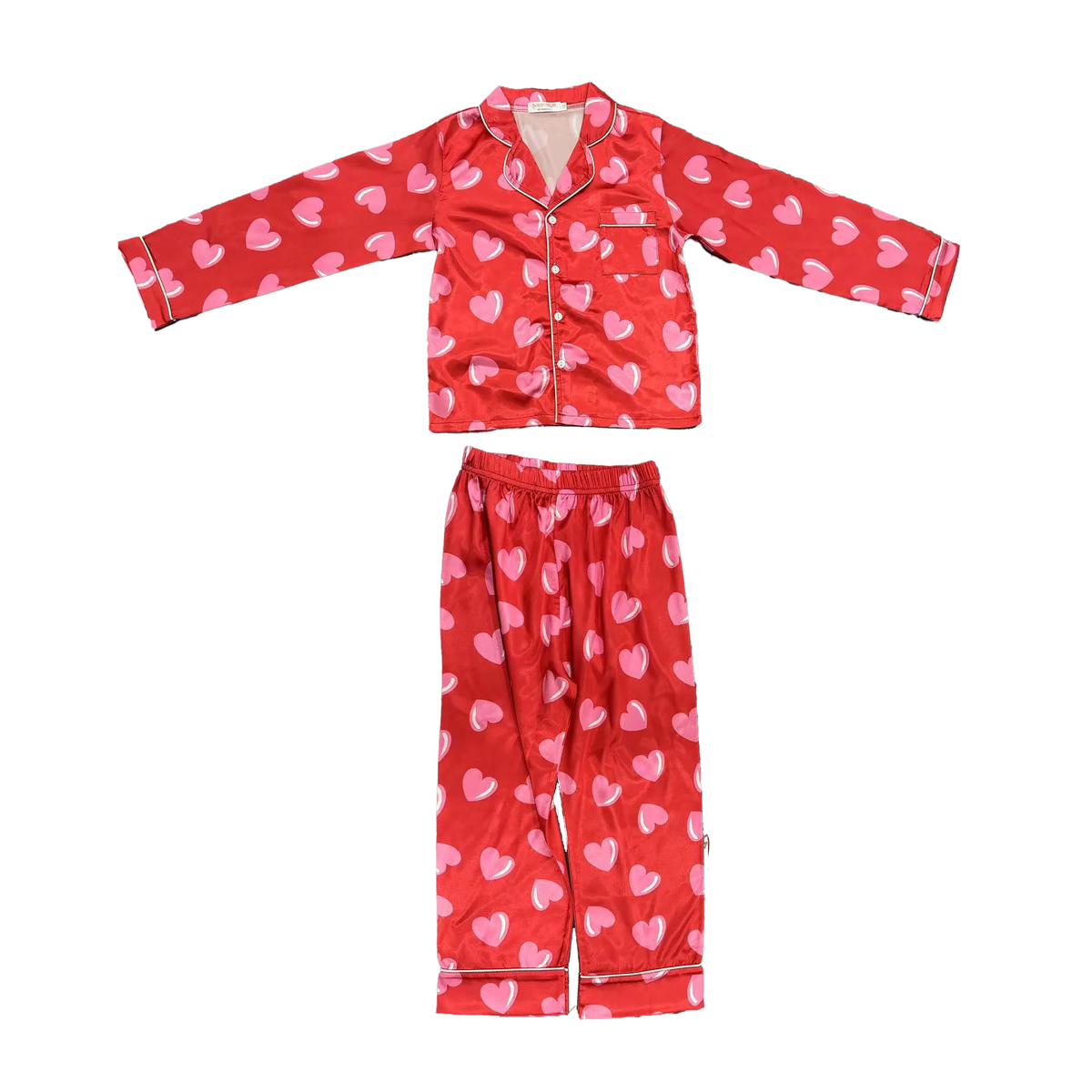 Tweenstyle By Stoopher - Pink Hearts Silky Loungewear Set