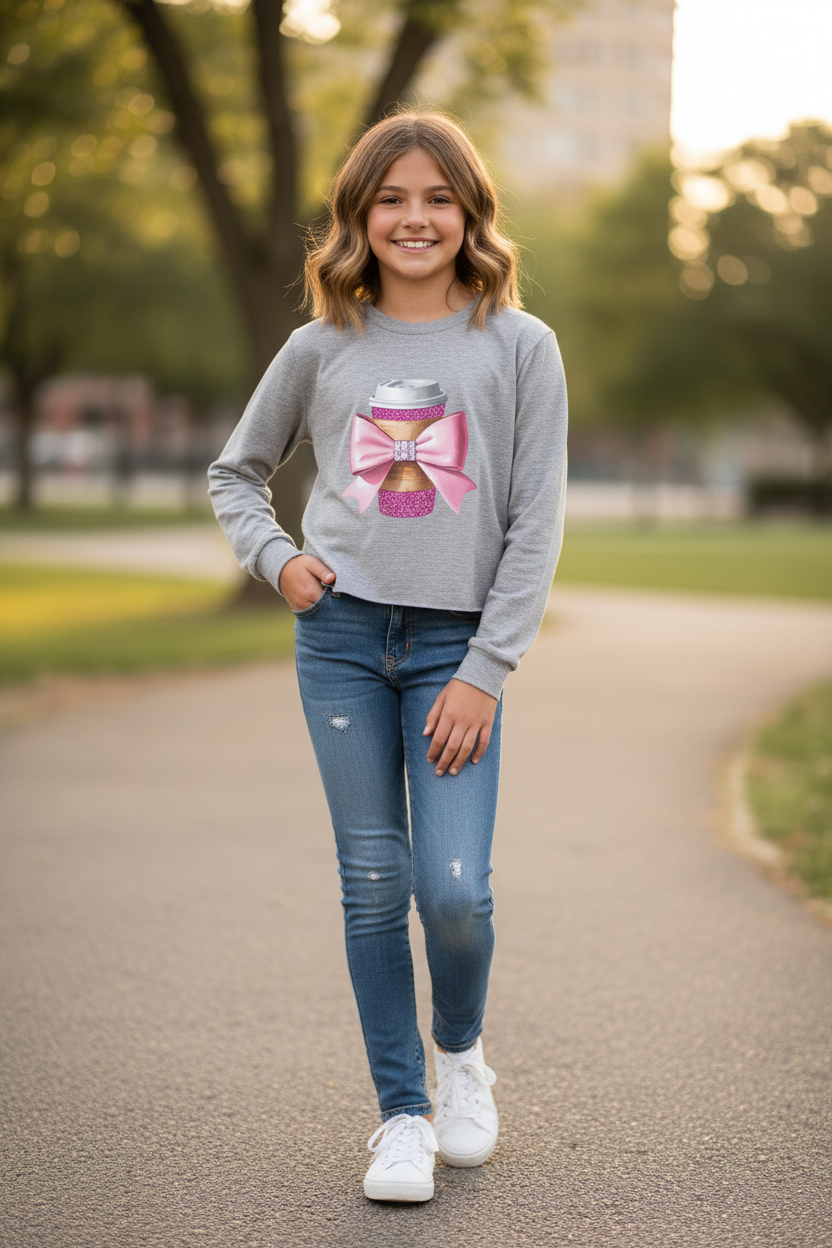 Tweenstyle By Stoopher - Glam Coffee Long Sleeve Boxy Tee