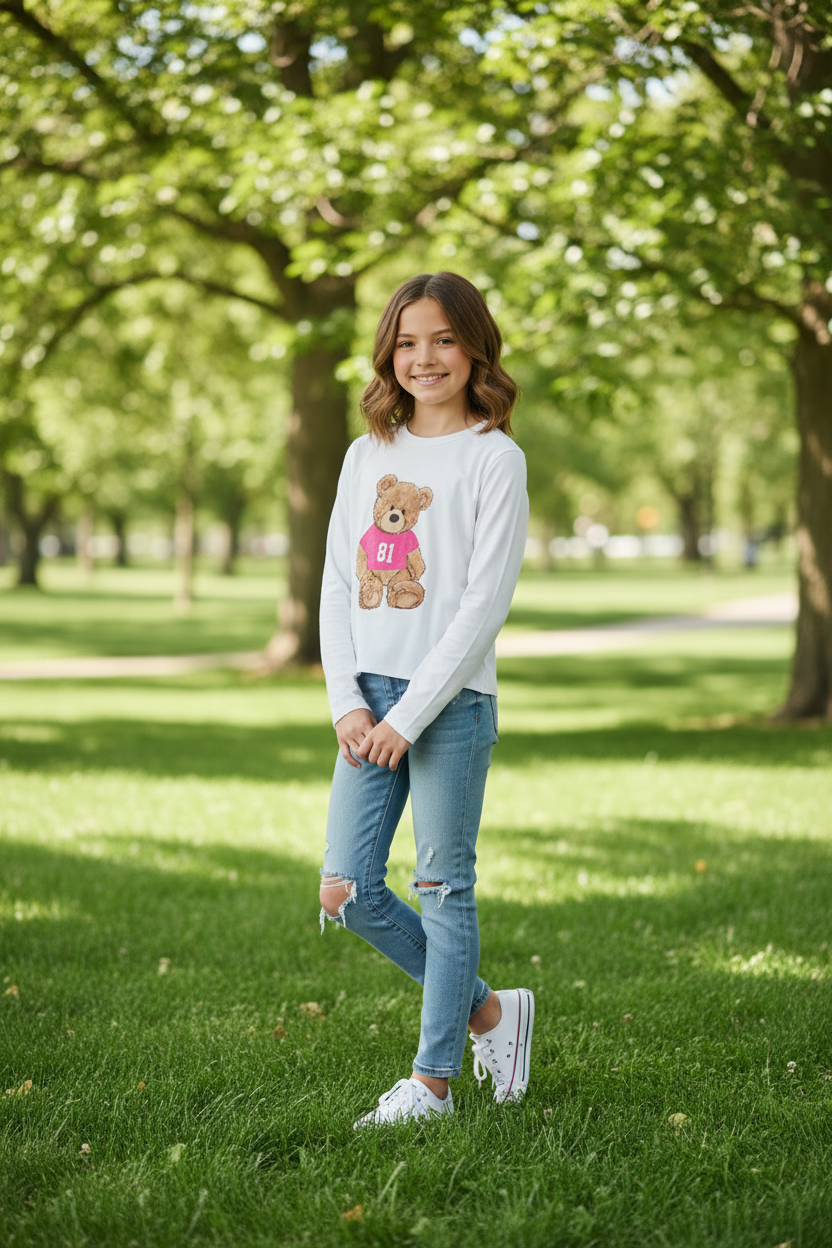 Tweenstyle By Stoopher - Long Sleeve Boxy Tee - Teddy
