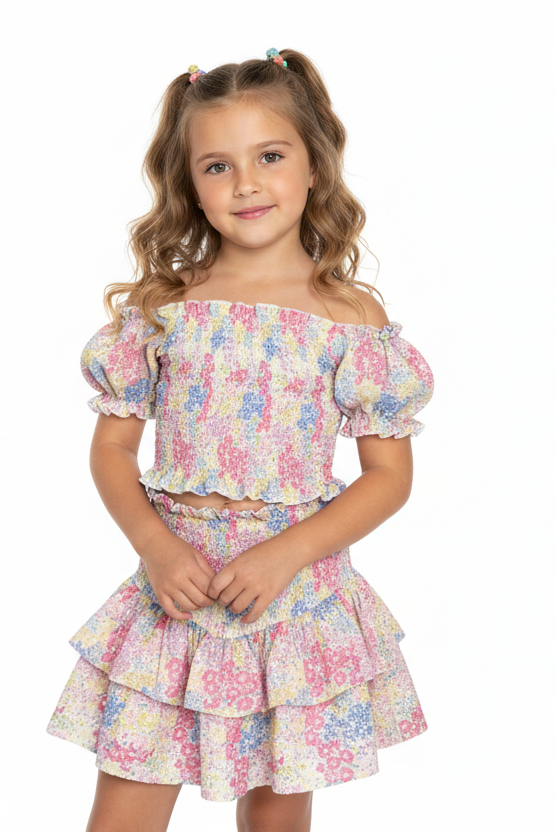 Tweenstyle By Stoopher - Blooming Ditzy Floral Skirt Set