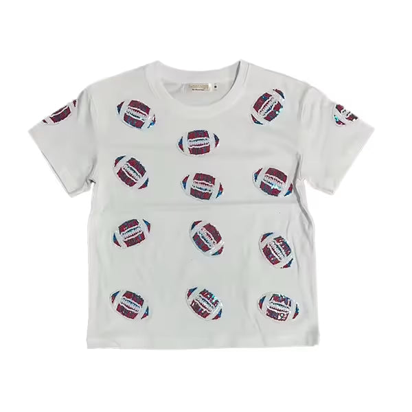 Tweenstyle By Stoopher - Sequin Footballs Tee - Red/blue
