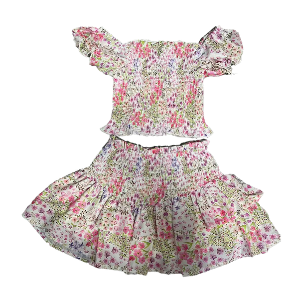Tweenstyle By Stoopher - Spring Garden Smocked Skirt Set