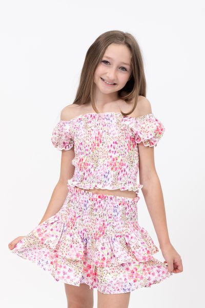 Tweenstyle By Stoopher - Spring Garden Smocked Skirt Set
