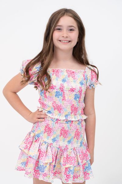Tweenstyle By Stoopher - Blooming Ditzy Floral Skirt Set