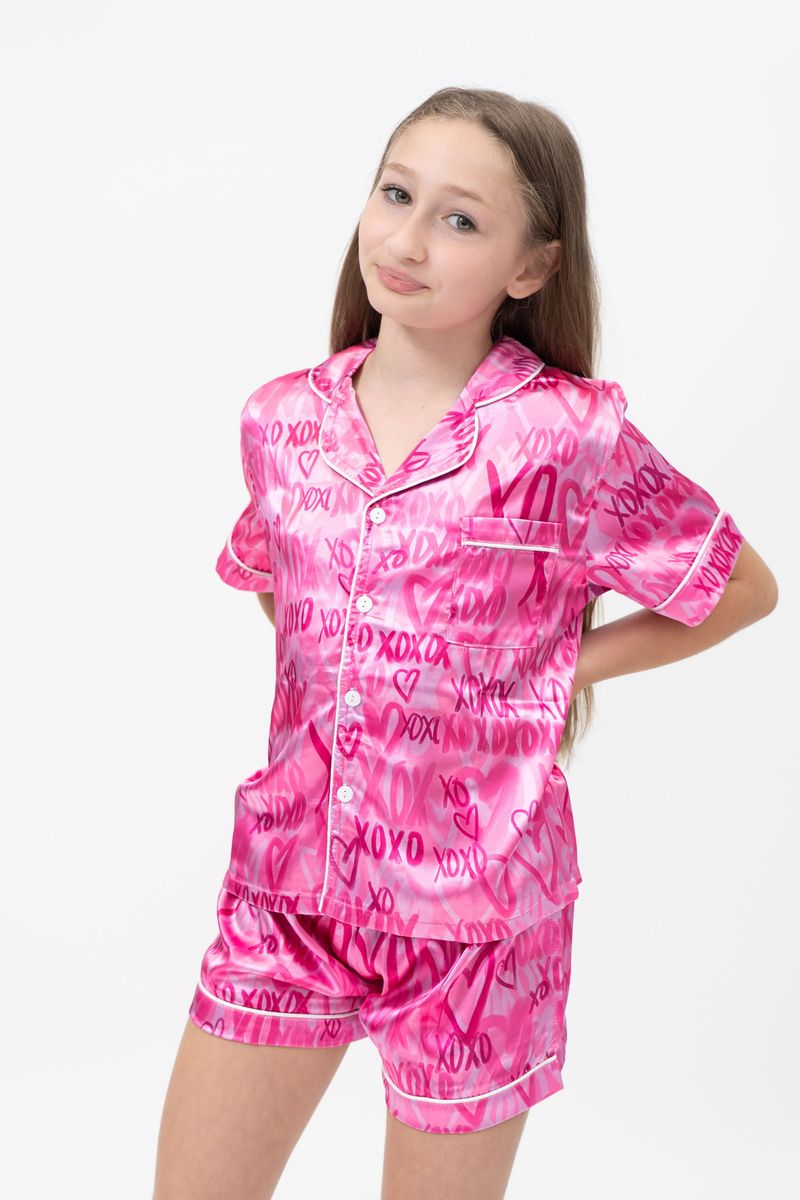 Tweenstyle By. Stoopher - Xo Hearts Silky Loungewear Set