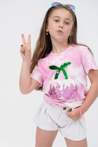 Tweenstyle By Stoopher - Sequin Cherry Tie Dye Tee