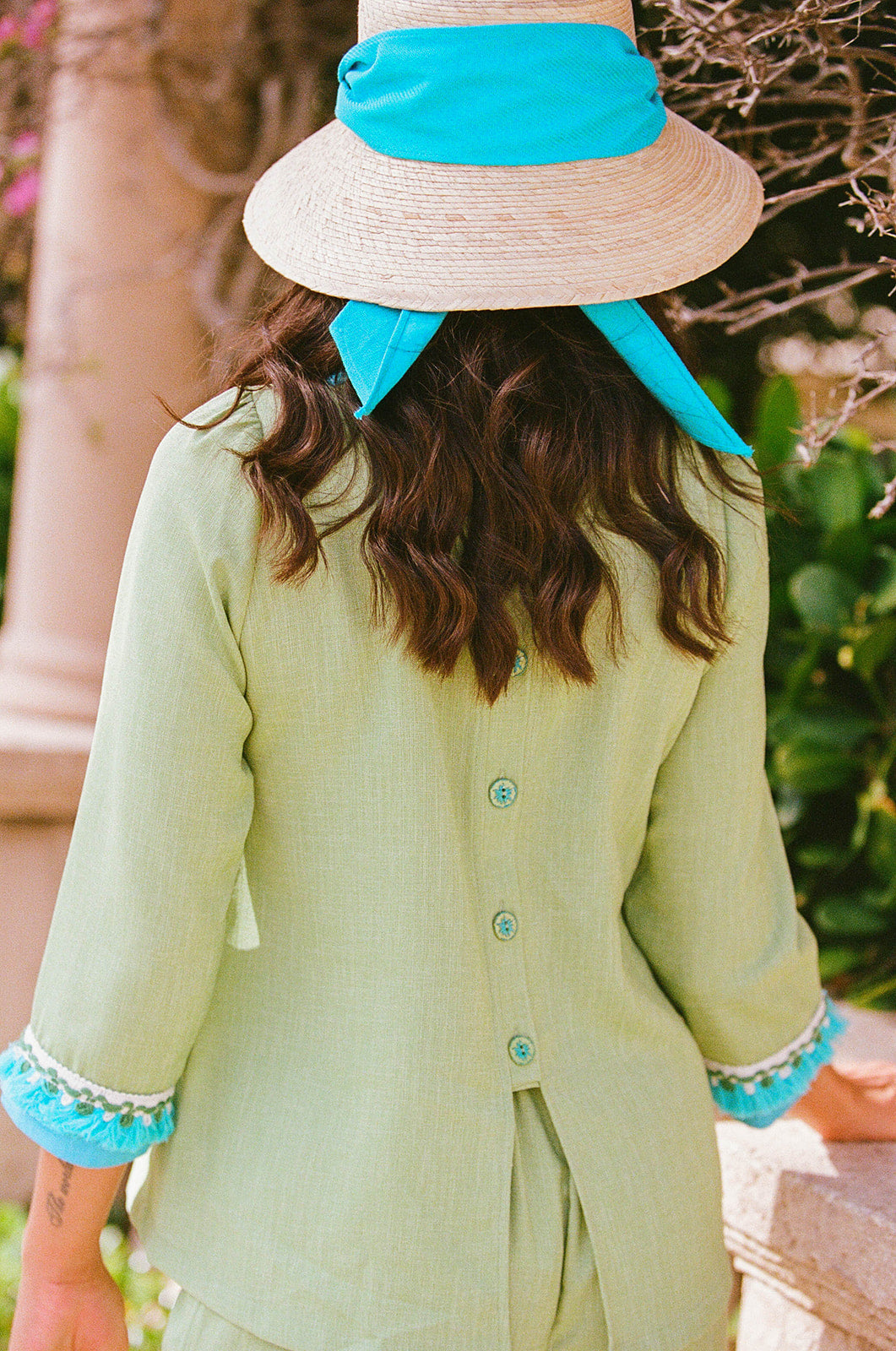 Clematis Bucket Hat - French Blue Wide & Short Grosgrain Ribbon