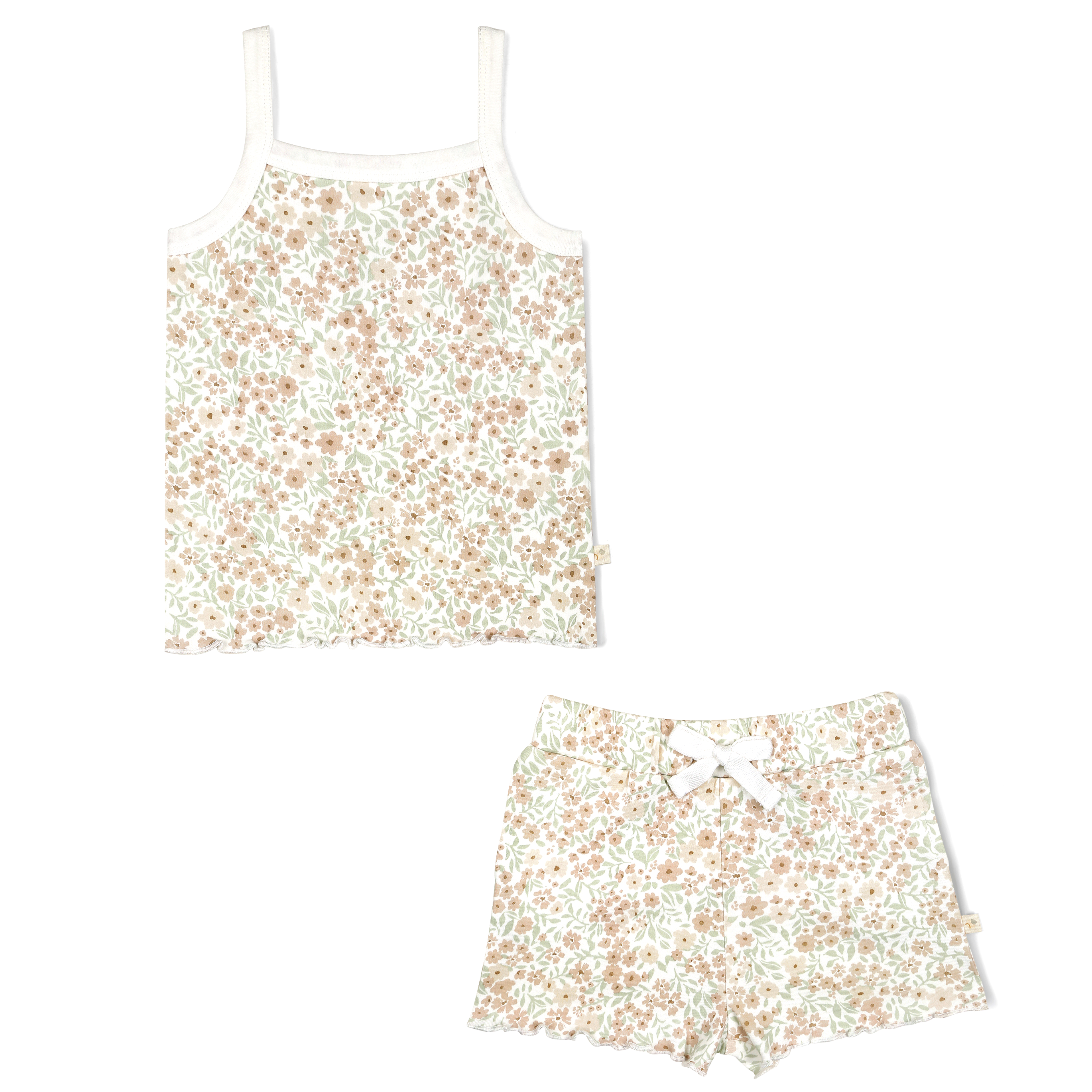 Organic Spaghetti Top & Shorts Set - Summer Floral