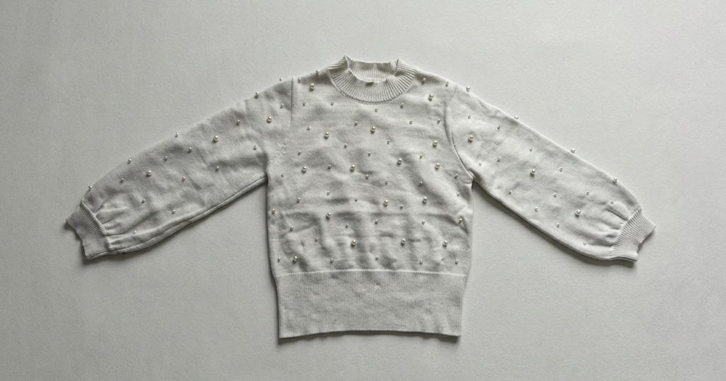 Tweenstyle By Stoopher - Pearl Embellished Sweater - Cream