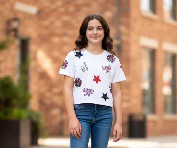 Tweenstyle By Stoopher - Cheer Things Sequin Patch Tee