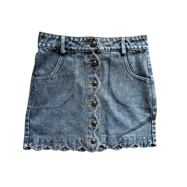 Tweenstyle By Stoopher - Scallop Edge Denim Skirt