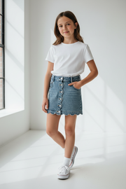 Tweenstyle By Stoopher - Scallop Edge Denim Skirt