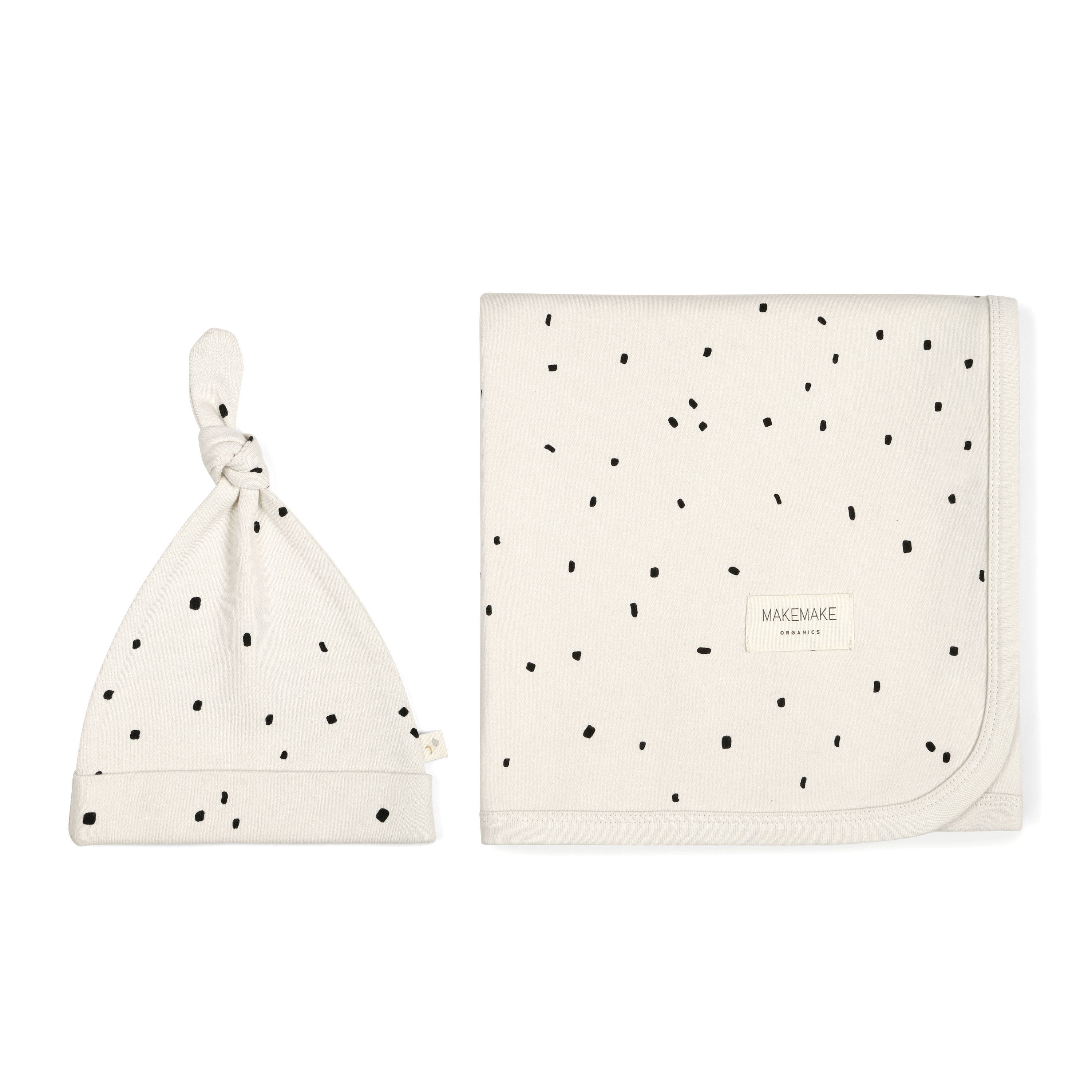 Organic Swaddle Blanket & Hat - Pixie Dots