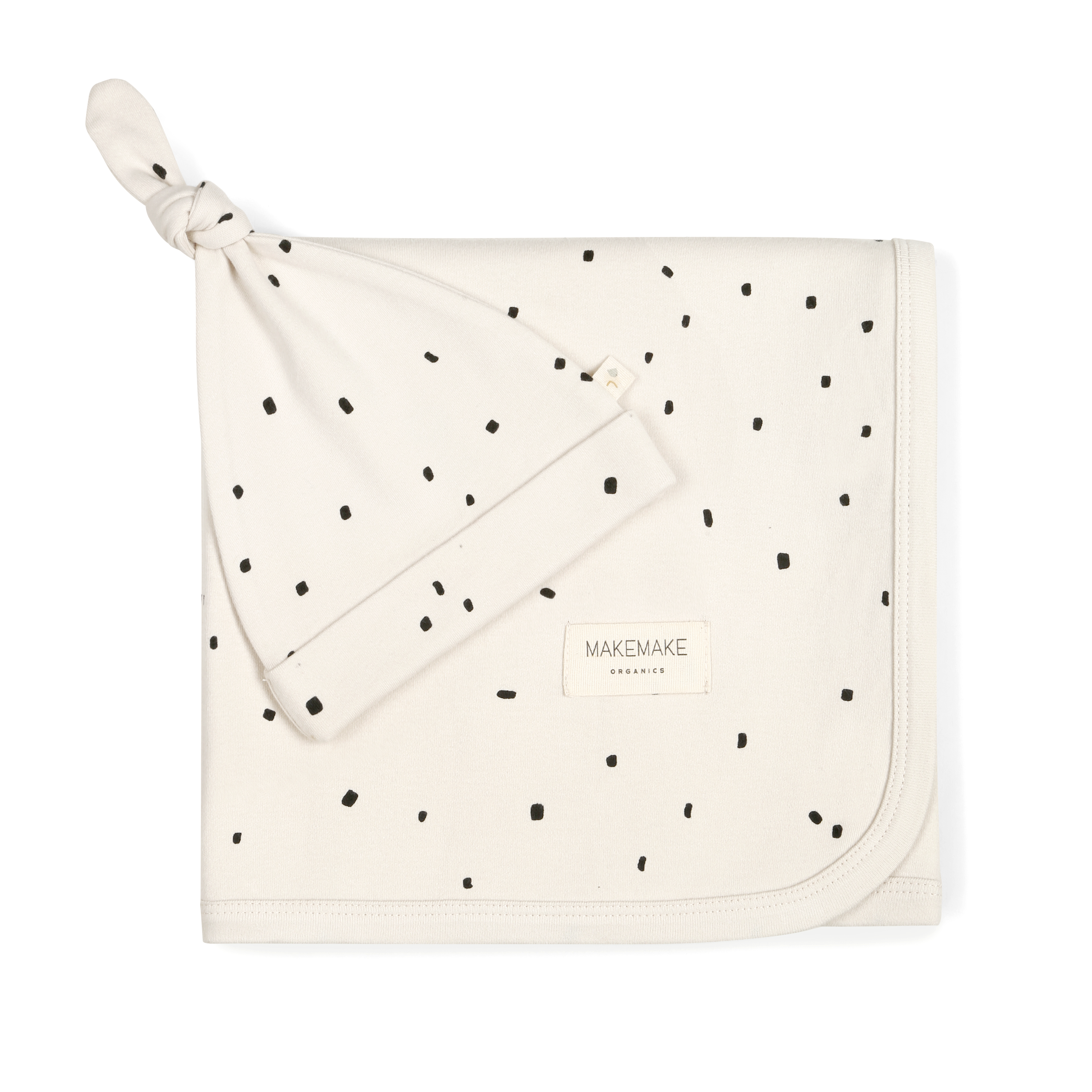 Organic Swaddle Blanket & Hat - Pixie Dots