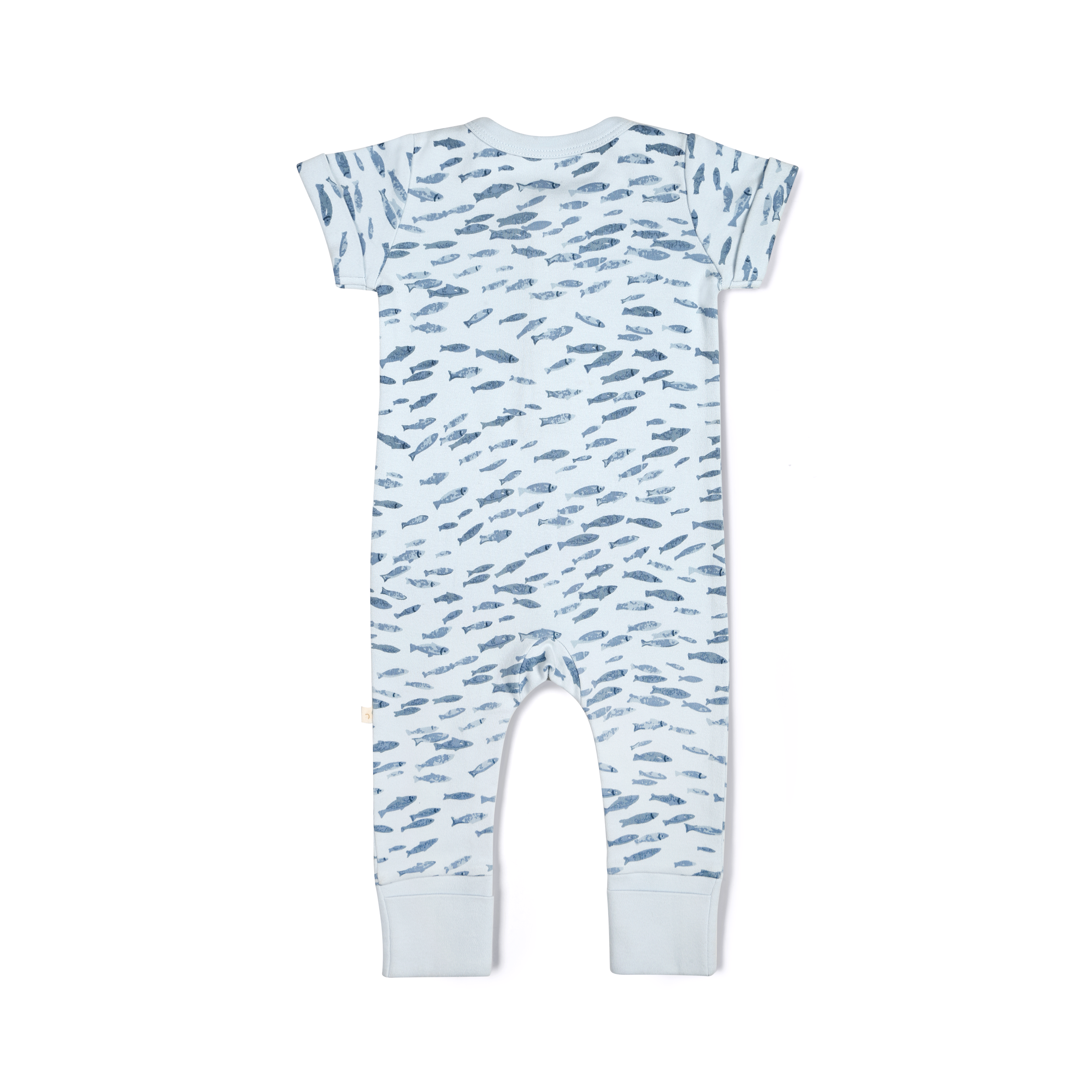 Organic Short Sleeve Button Romper - Minnow