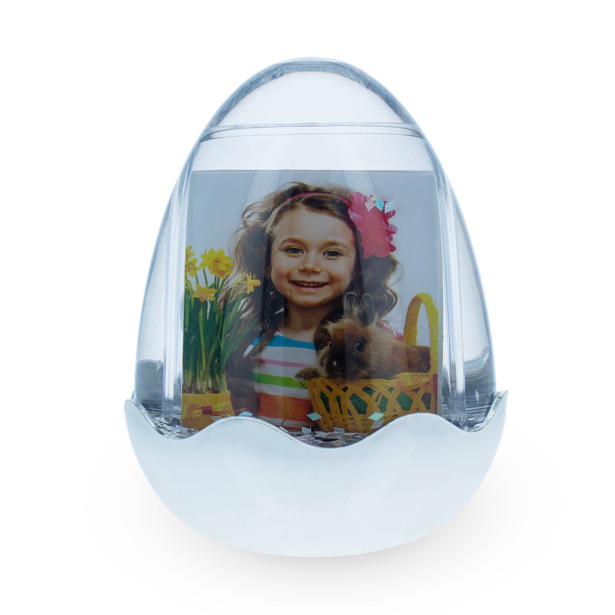 Egg-shaped Acrylic Water Globe Picture Frame With Led Light And Musical Bliss