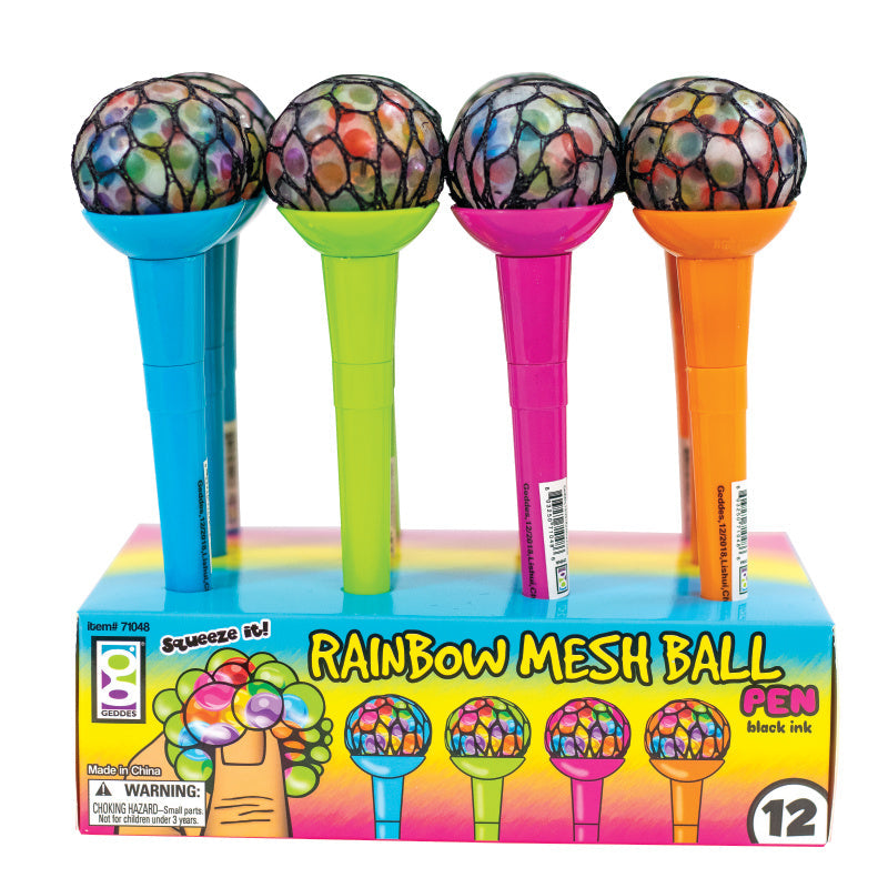 Rainbow Mesh Ball Pens - 12 Per Display