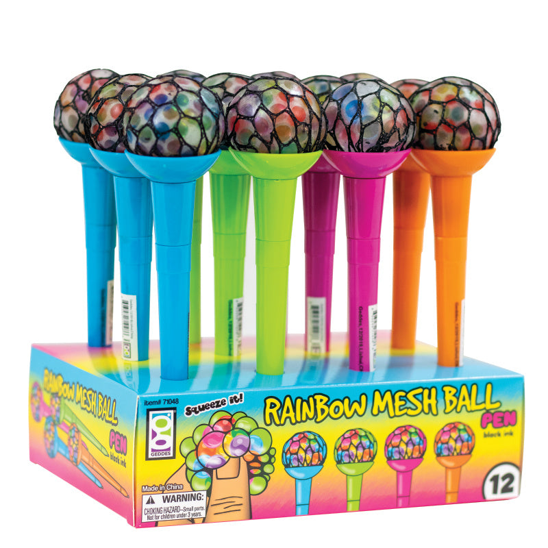 Rainbow Mesh Ball Pens - 12 Per Display