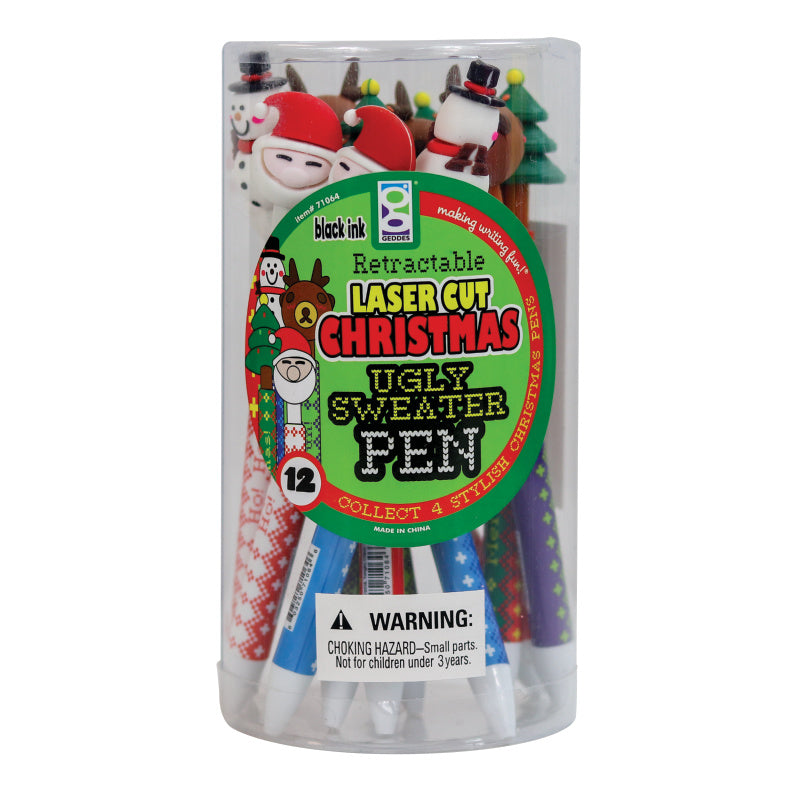 Ugly Sweater Christmas Pens - 12 Per Tub