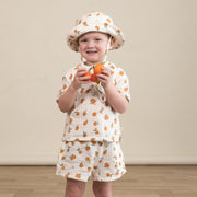 Organic Raglan Shirt & Shorts Set - Mandarin