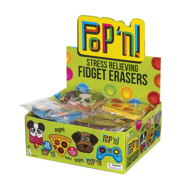 Pop N Erasers - 24 Per Display