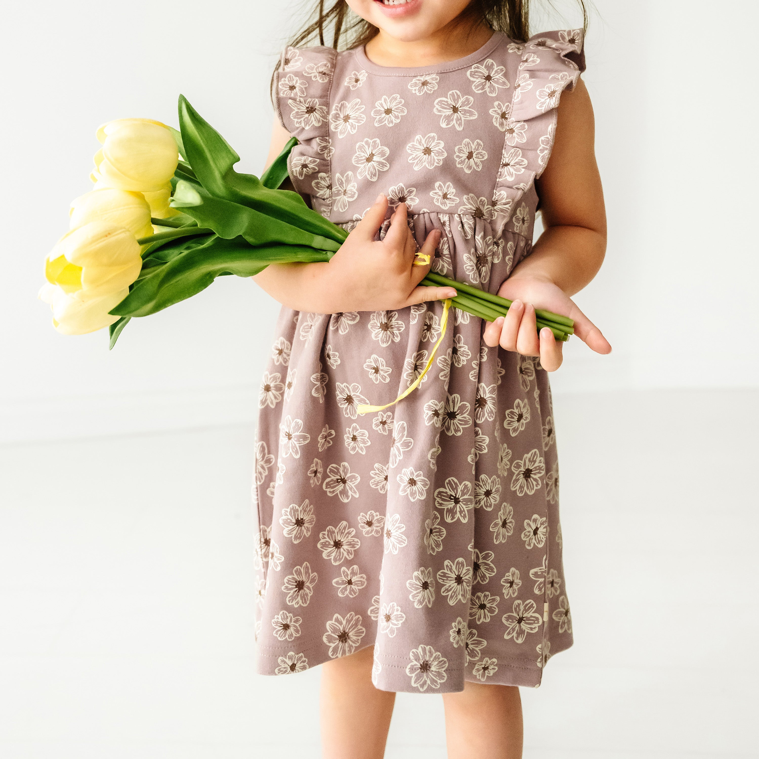 Organic Flutter Dress - Daisies