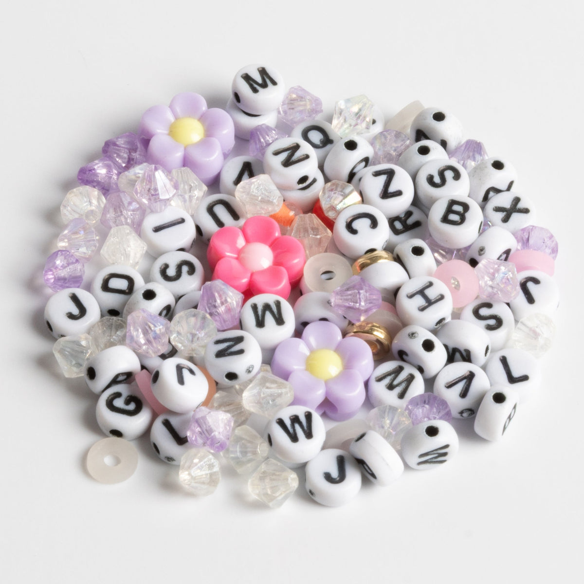 Muse Butterfly Charm, Flower Beads & Pastel Crystal Mix Diy Jar