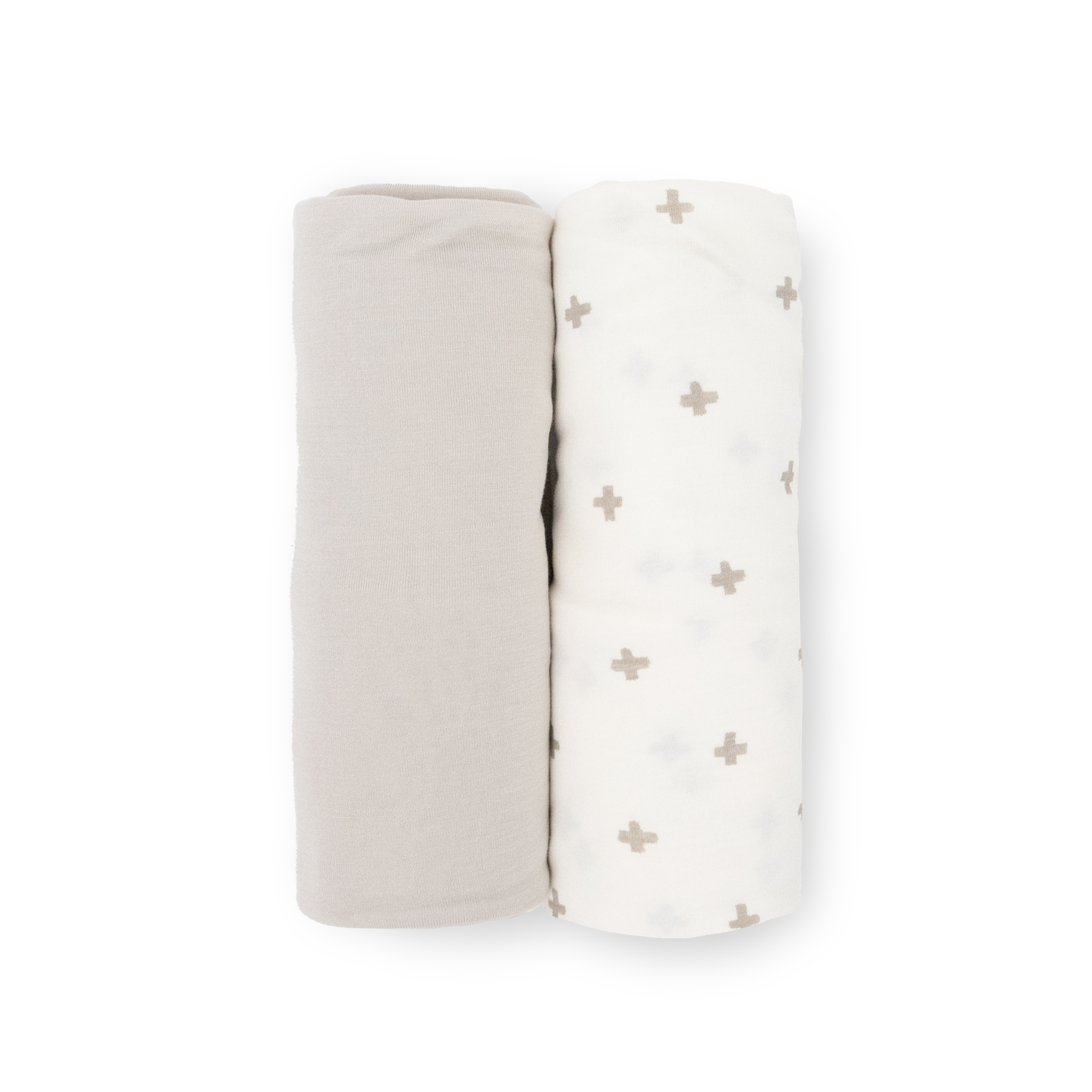 Stretch Knit Swaddle Blanket 2 Pack - Grey Cross