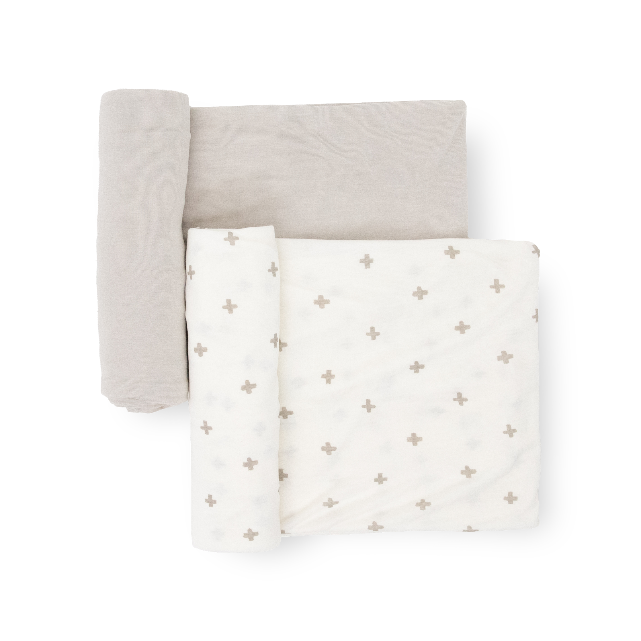 Stretch Knit Swaddle Blanket 2 Pack - Grey Cross