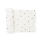 Stretch Knit Swaddle Blanket - Grey Cross