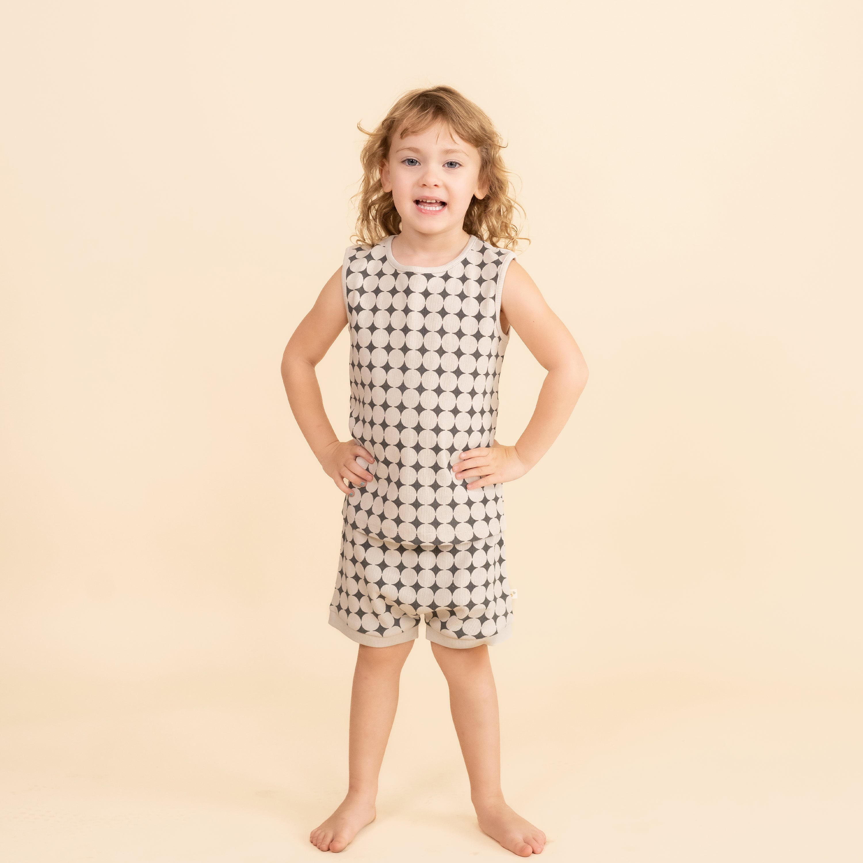 Organic Tank & Tee Shorts Set - Mod Dots