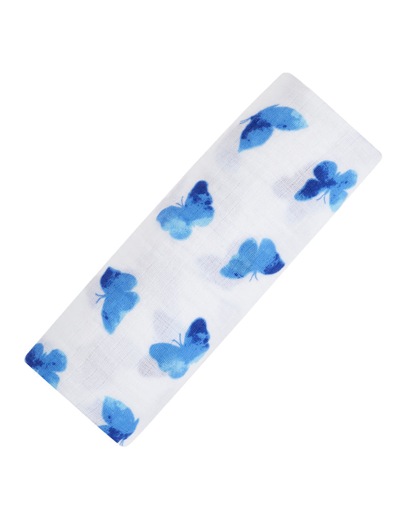 ORGANIC SWADDLE - BLUE BUTTERFLY