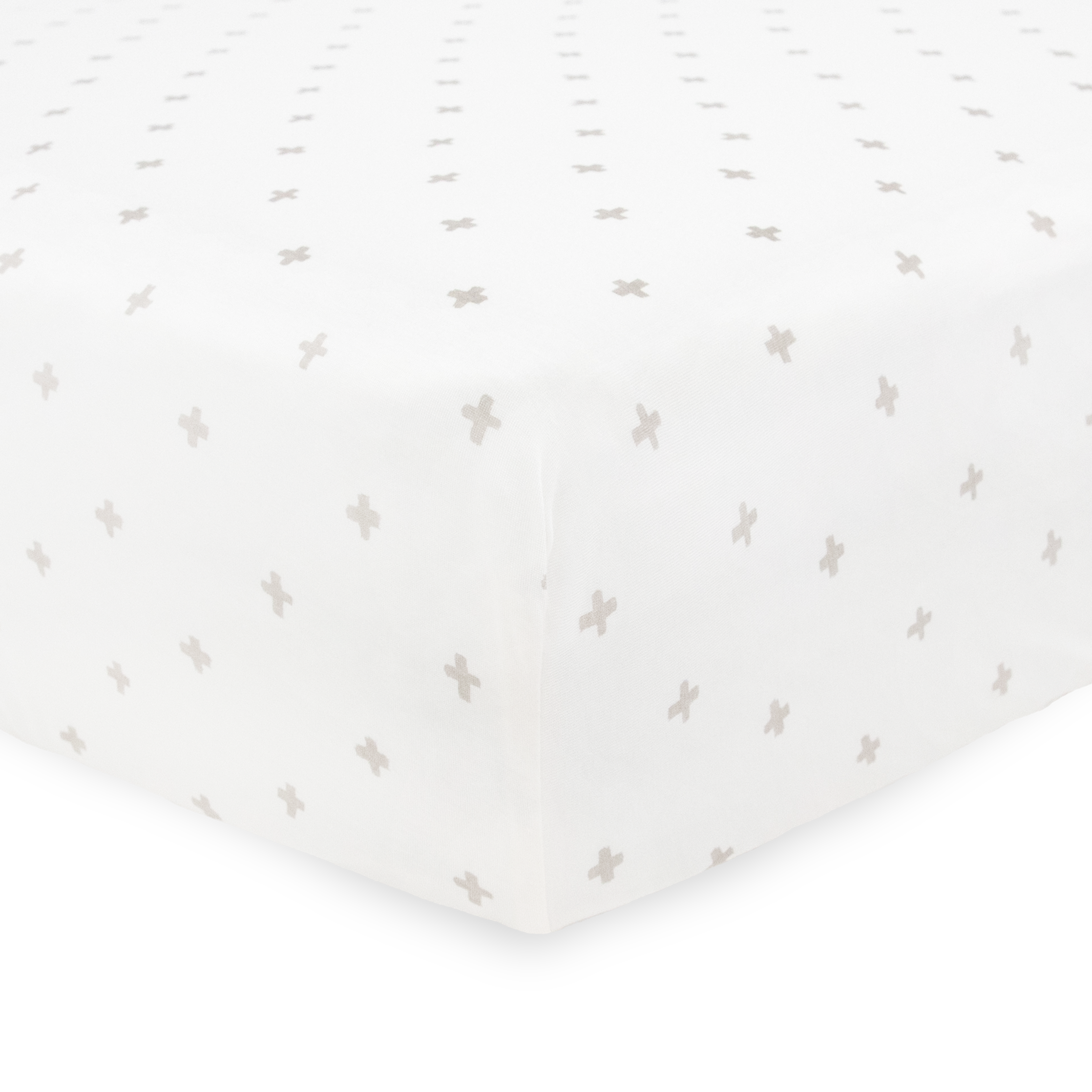 Stretch Knit Crib Sheet - Grey Cross