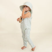 Organic Sleeveless Full Romper - Green Stripes