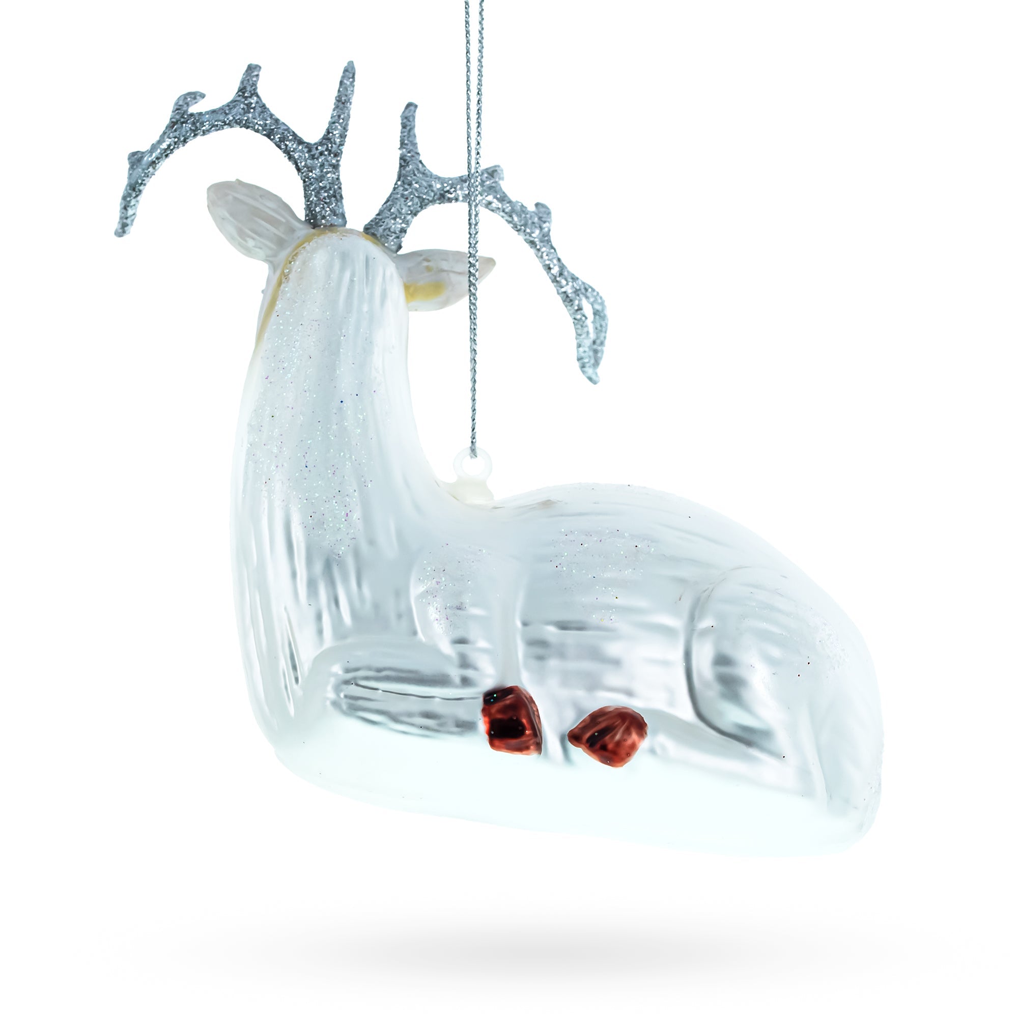 White Deer - Blown Glass Christmas Ornament