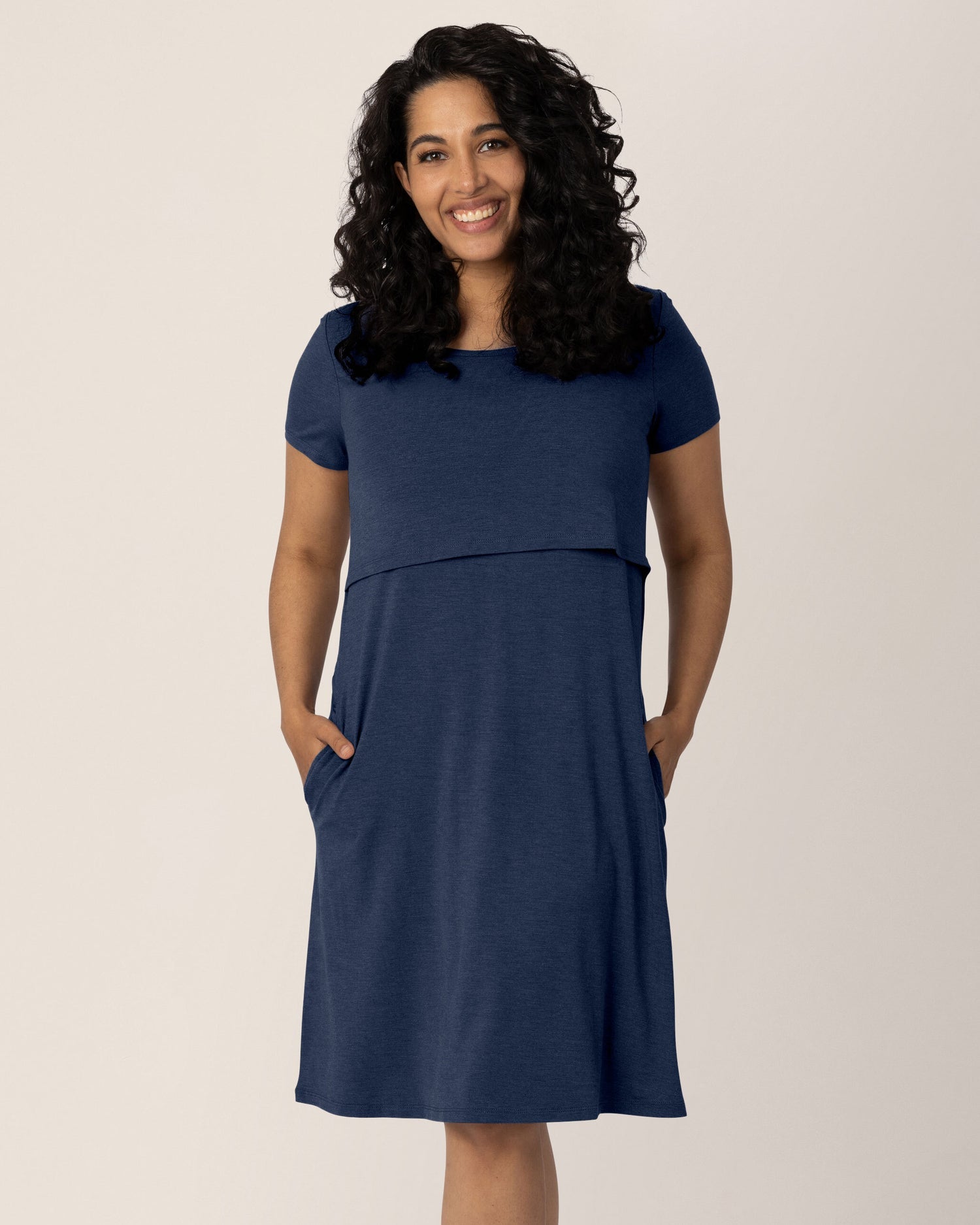 Eleanora Bamboo Maternity & Nursing Dress | Navy Heather