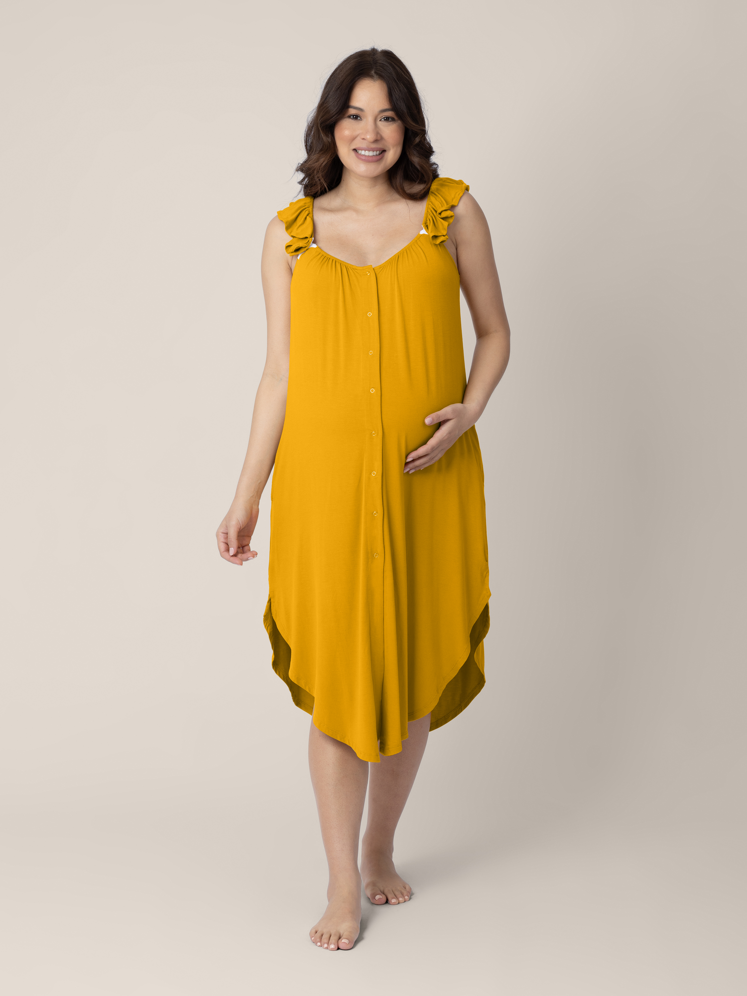 Ruffle Strap Labor & Delivery Gown | Honey
