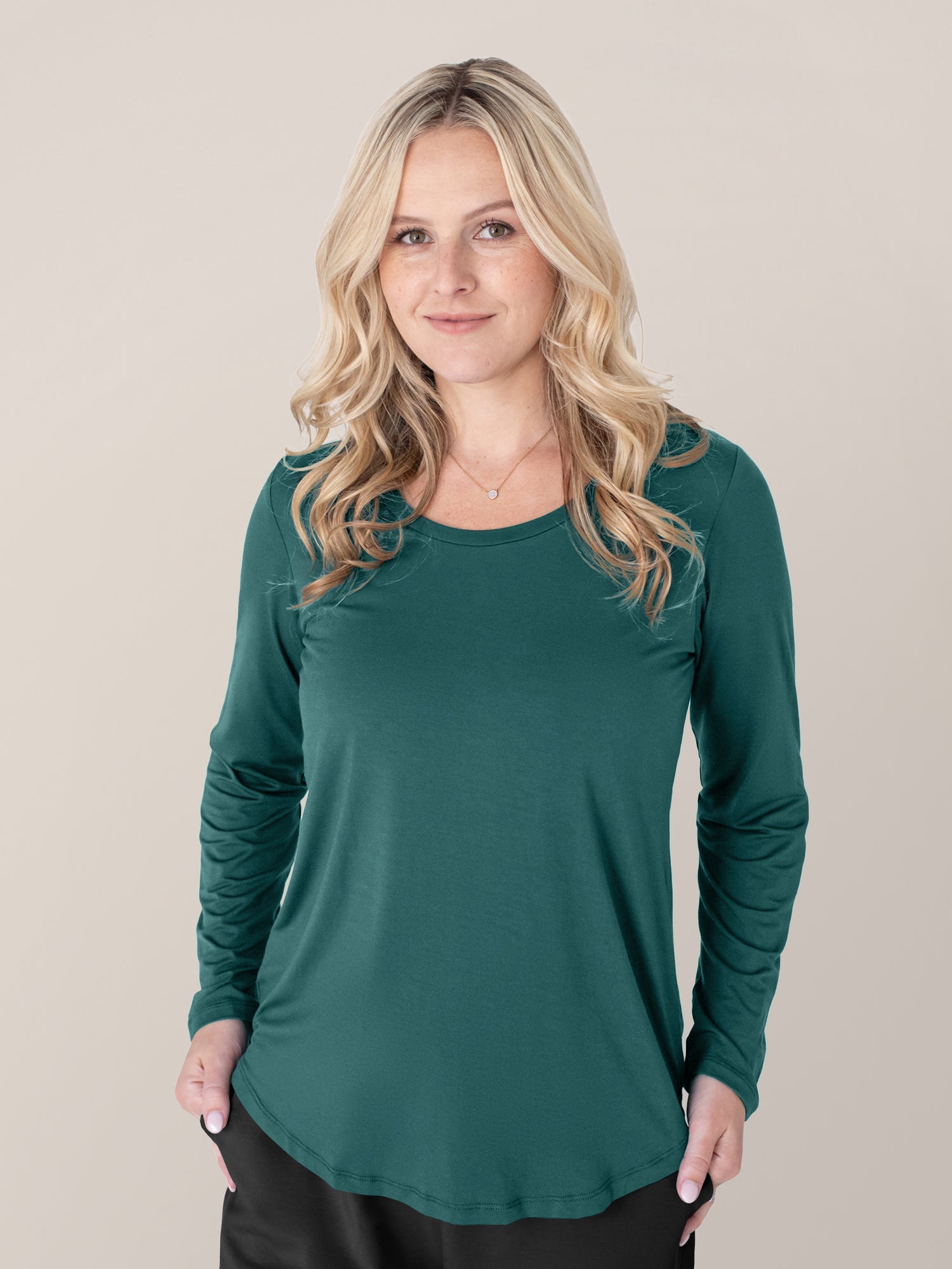 Bamboo Maternity & Nursing Long Sleeve T-shirt | Evergreen